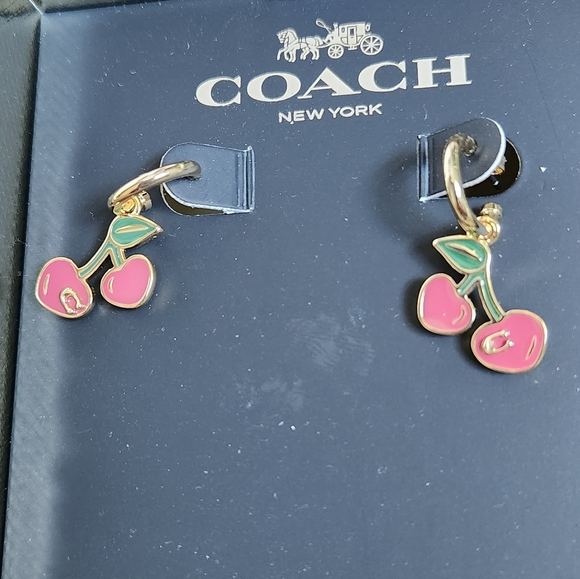 Coach Red and Gold Cherry Earrings - Picture 7 of 9